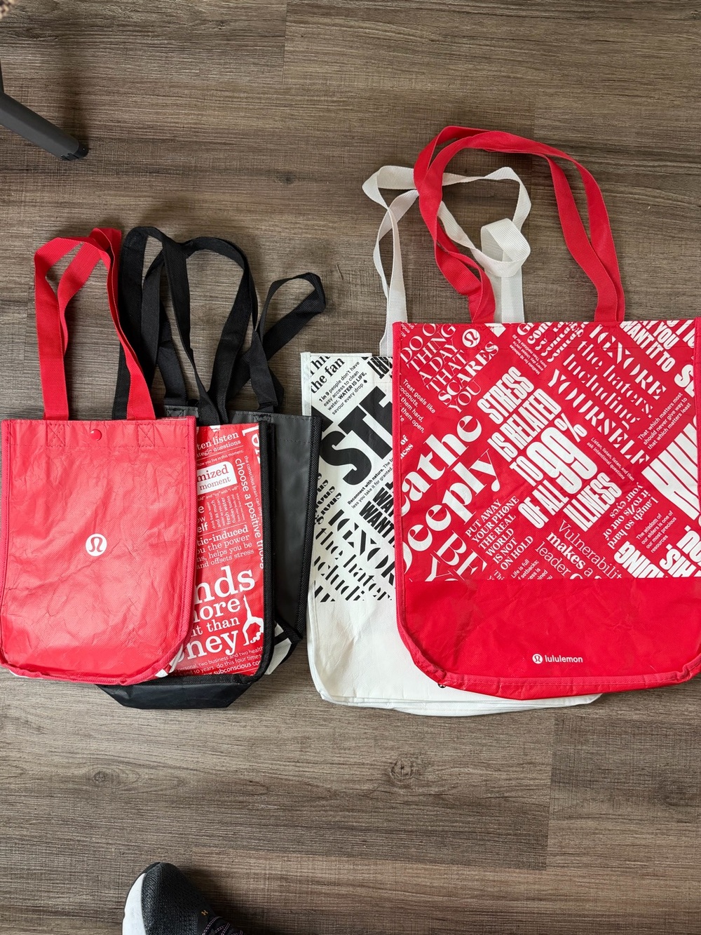 lululemon athletica Red and White Graphic Tote Bundle